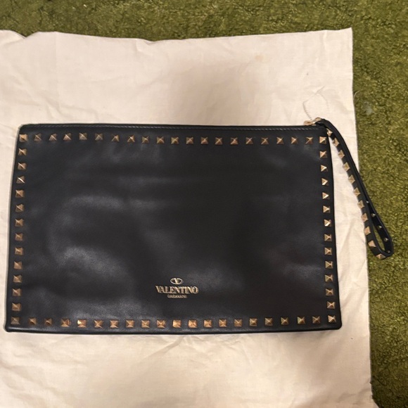 Valentino Black Pouch with Gold Stud Detailing - Picture 1 of 5